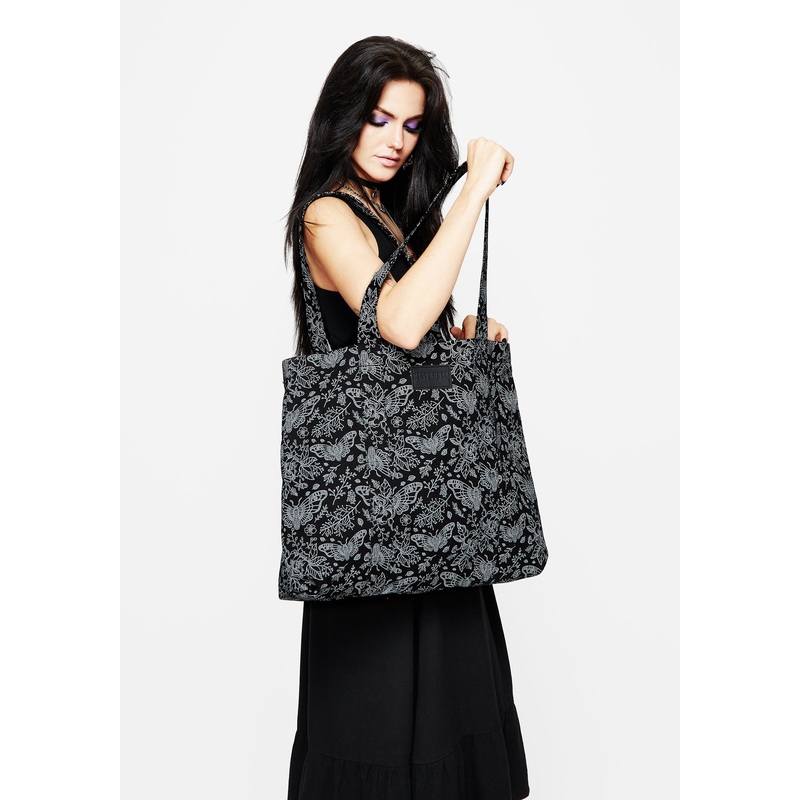 Papillion Denim Tote Bag