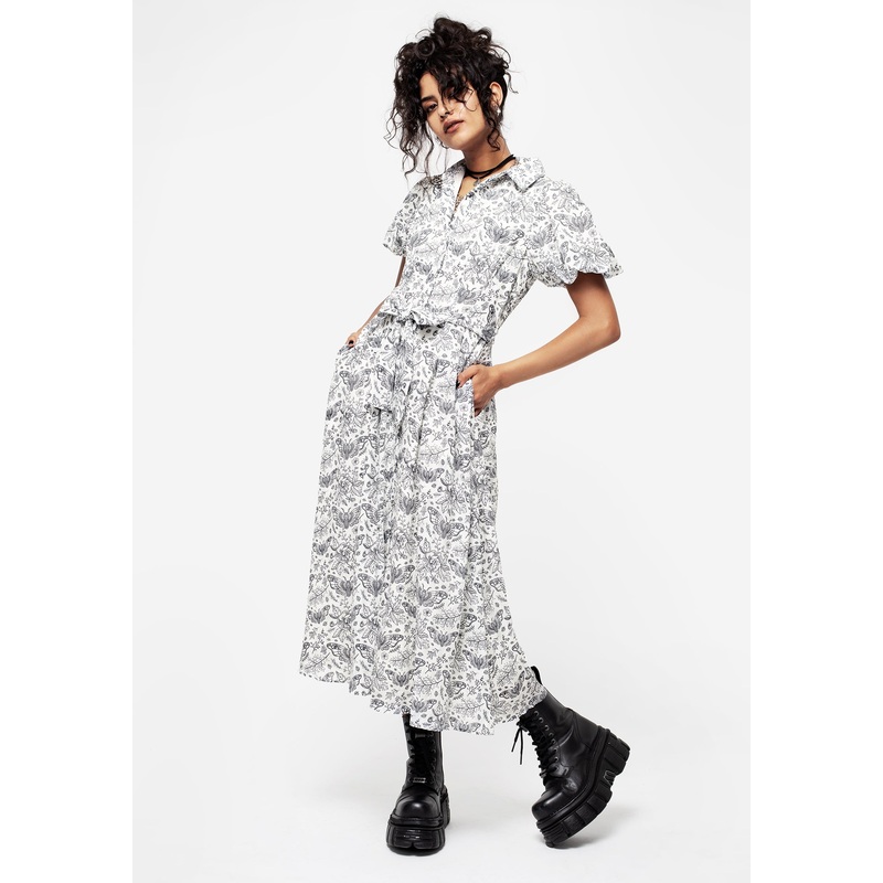 Rosamoth Chiffon Midi Shirt Dress – White
