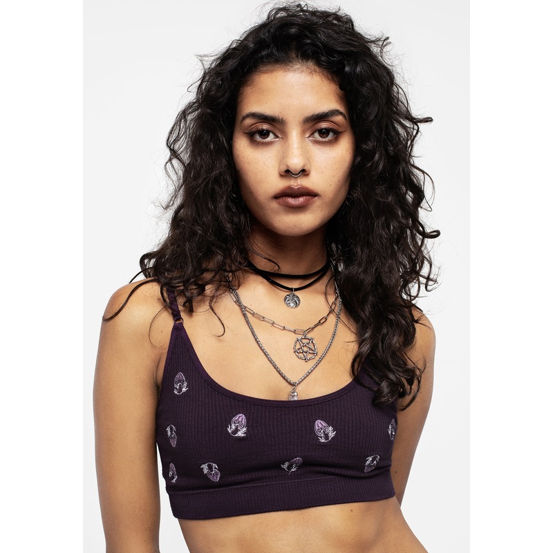 Spore Mushroom Embroidered Bralet