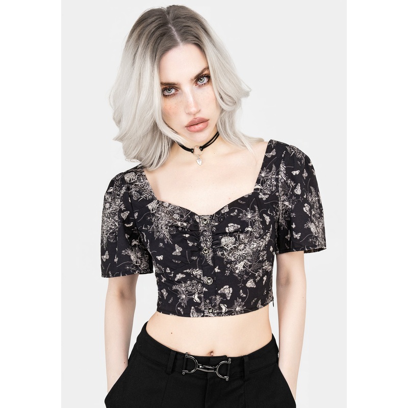 Thalia Button Front Crop Top