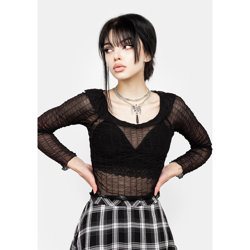 Whisper Gathered Mesh Top