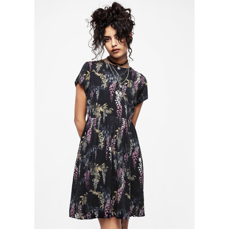 Wisteria Floral Print Mini Skater Dress