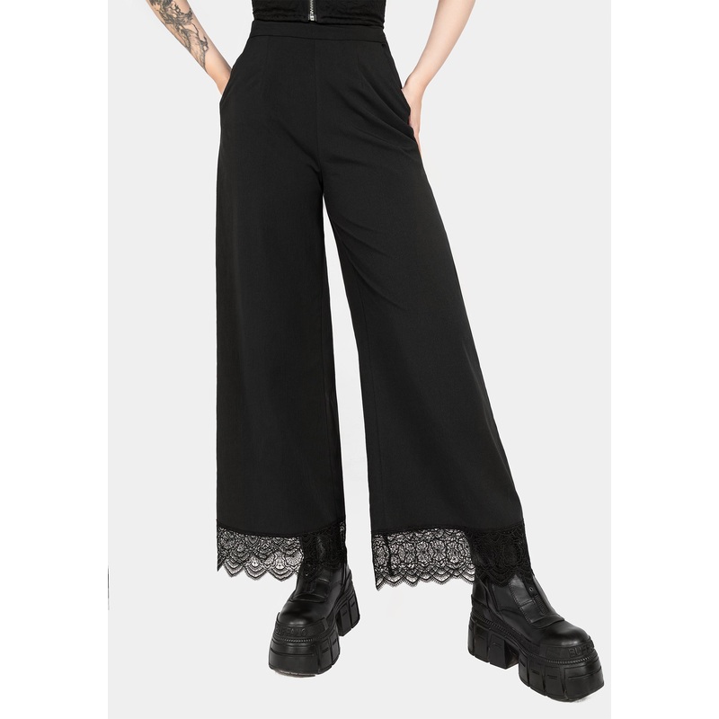 Araneo Lace Hem Wide Leg Trousers