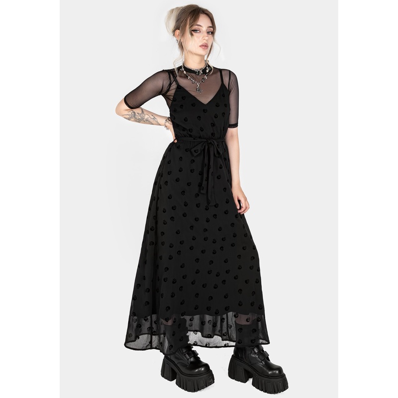 Bones Flocked Chiffon Maxi Cami Dress