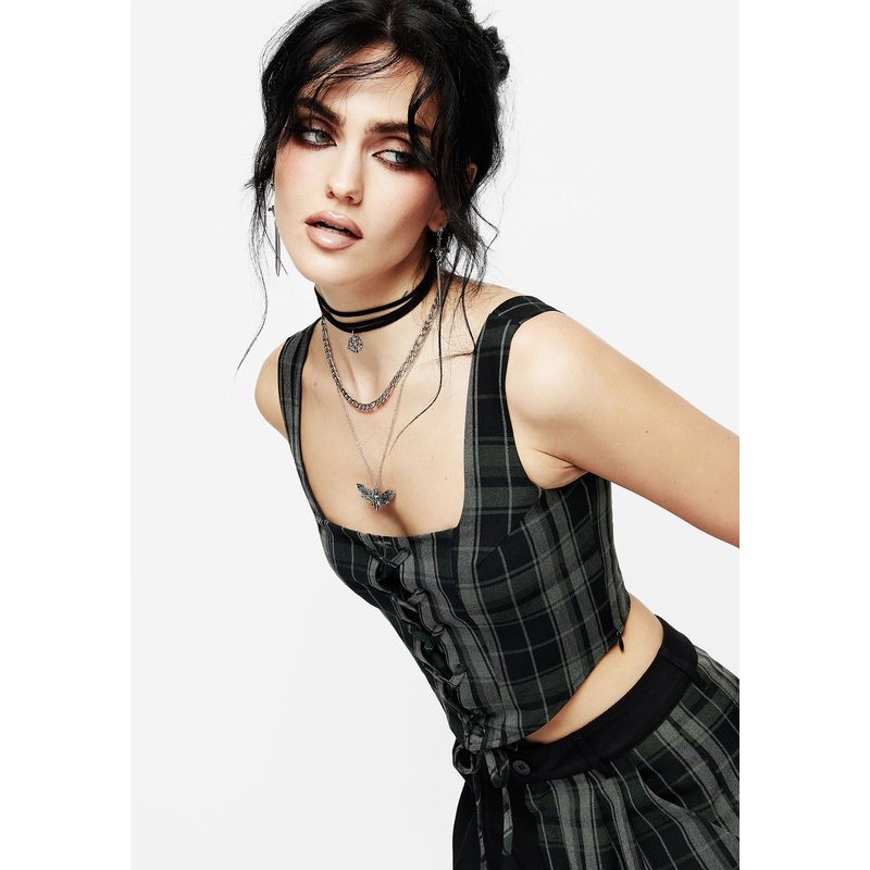 Checkmate Lace Up Corset Top
