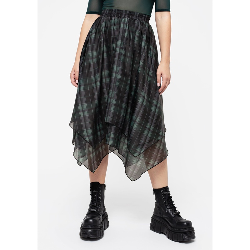 Checkmate Layered Organza Handkerchief Hem Skirt
