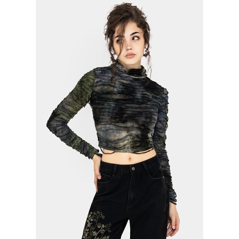 Chlorella Distressed Long Sleeve Top