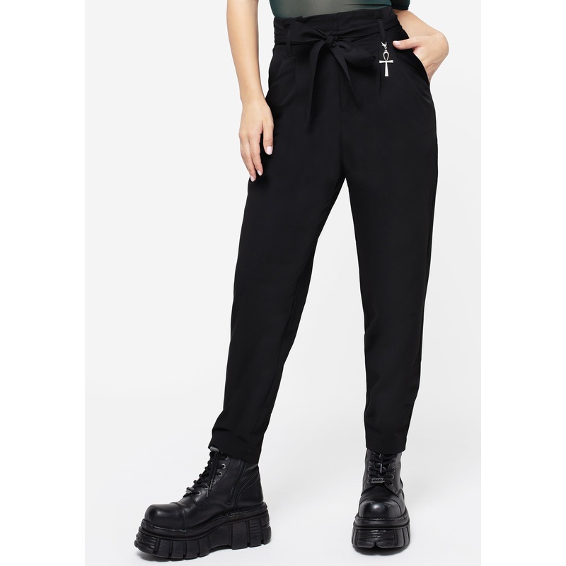 Dinza Tie Waist Tapered Trousers
