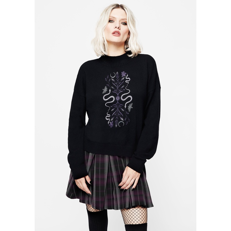 Dominion Snake Embroidered Knit Jumper
