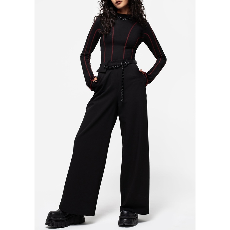 Hellion Chain Belt Wide Leg Trousers