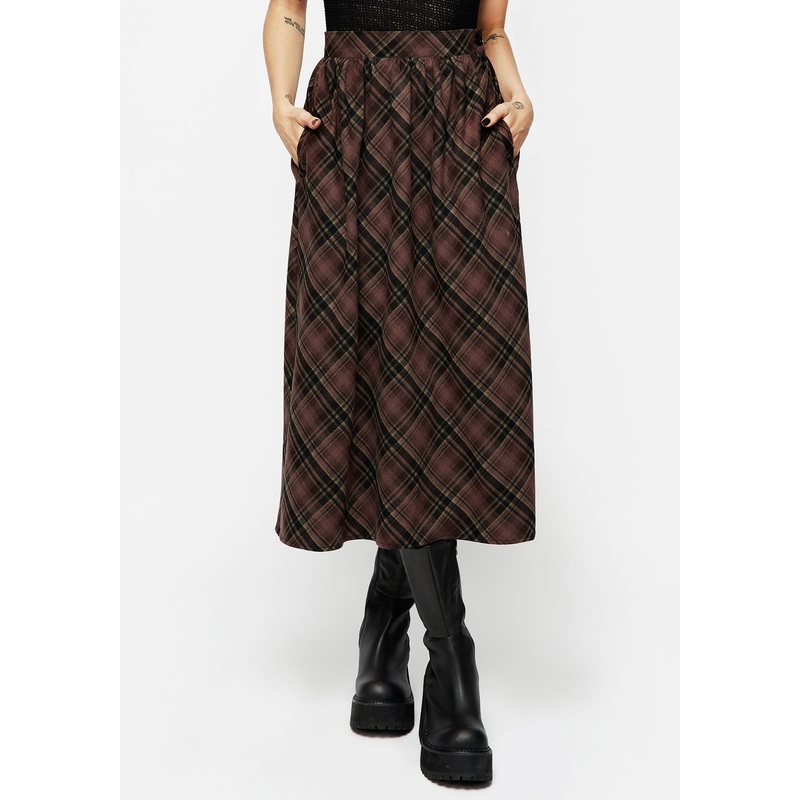 Hickory Check Midi Skirt
