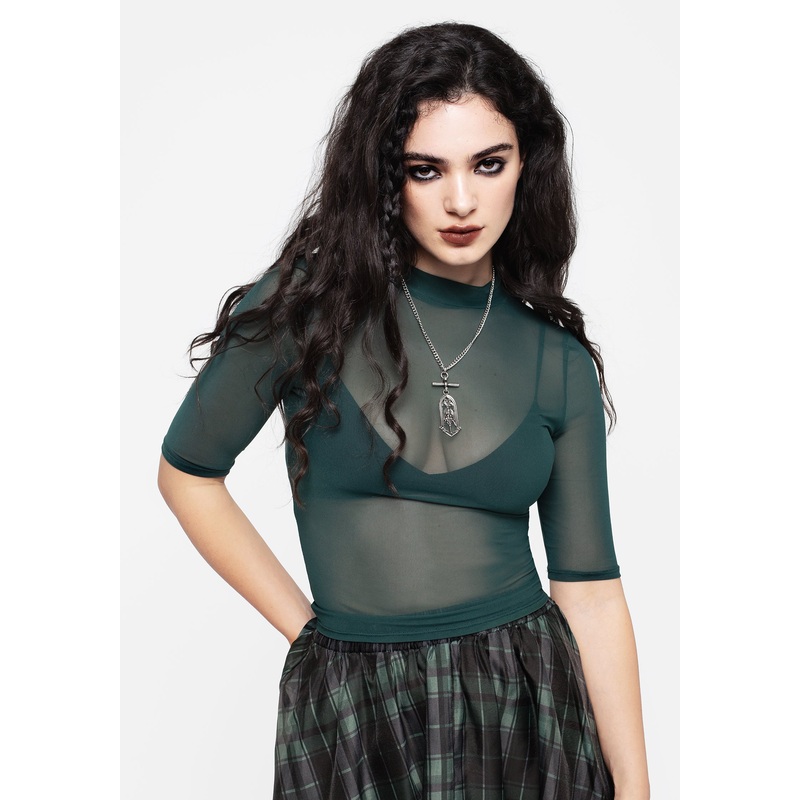 Jinx Mesh Short Sleeve Top – Green
