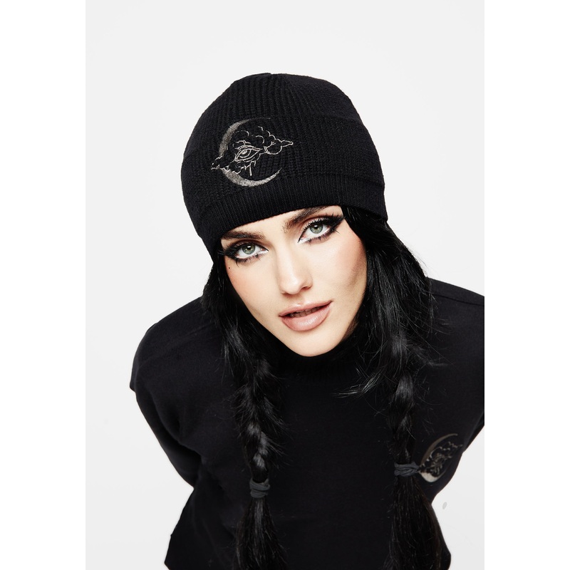 Lachrymose Embroidered Knit Beanie