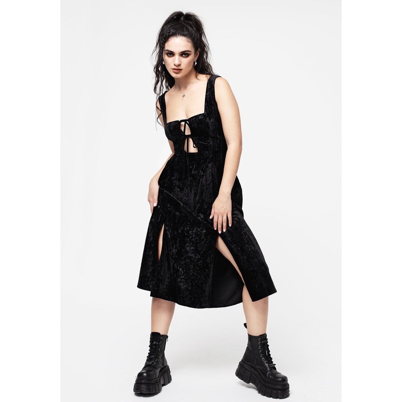 Maggie Tie Front Apron Midi Dress