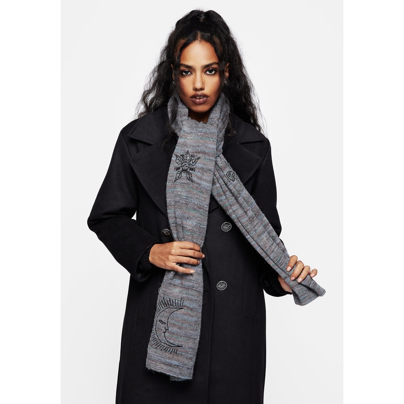 Mandragore Embroidered Knit Scarf