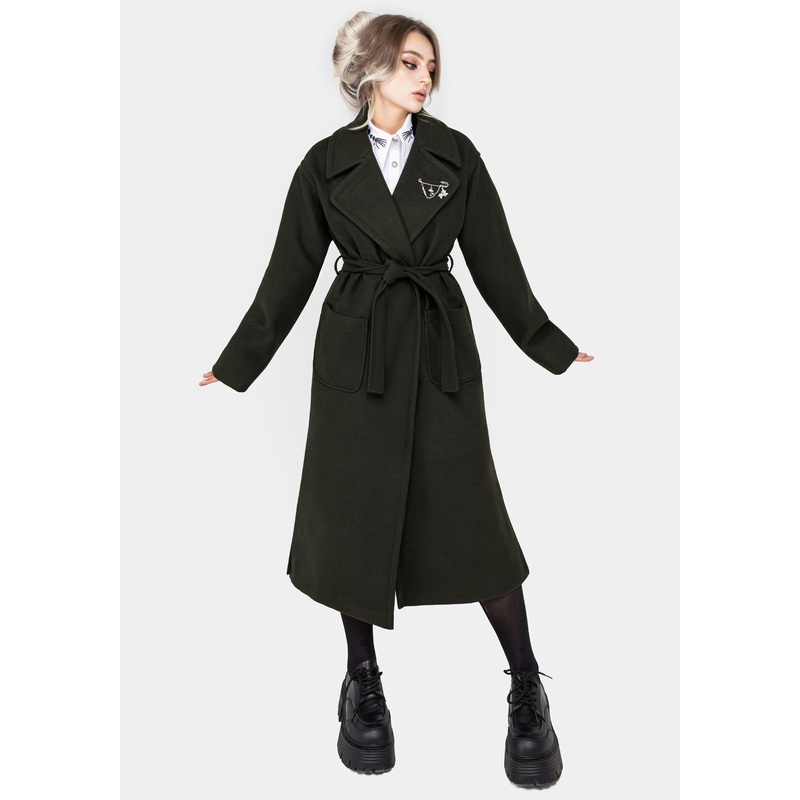 Meltdown Oversized Coat with Brooch – Green