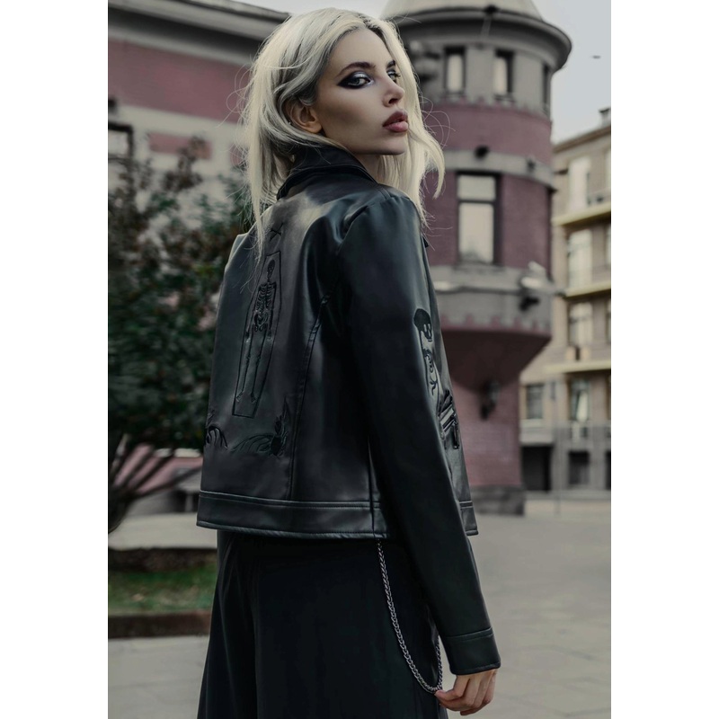 Mori Embroidered Faux Leather Jacket