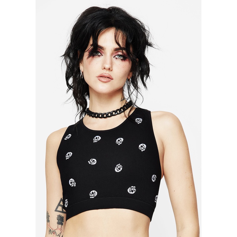 Mori Skull Embroidered Racerback Bralet