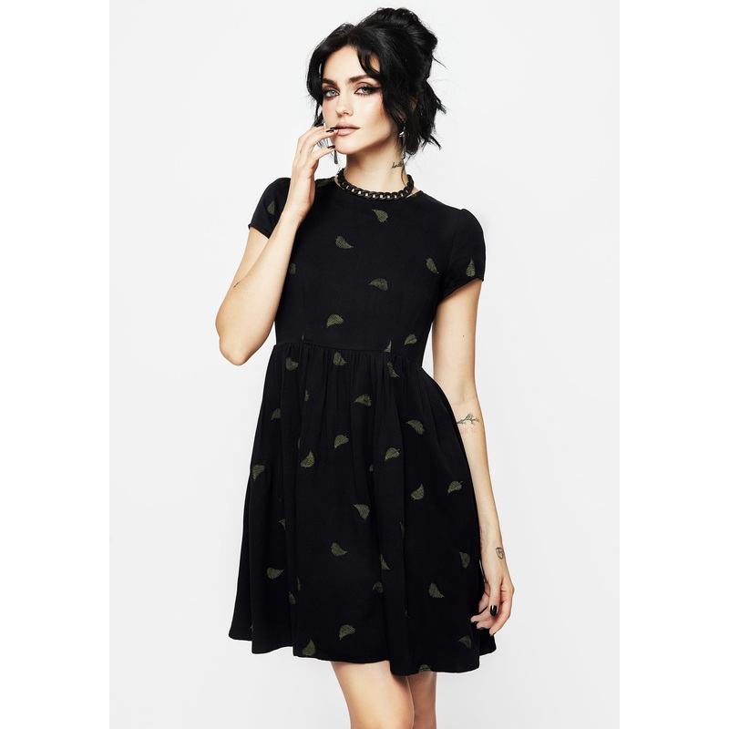 Osmunda Fern Embroidered Mini Skater Dress