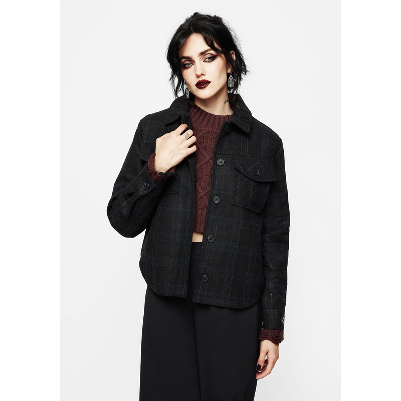 Rubus Pocket Wool Blend Check Shacket