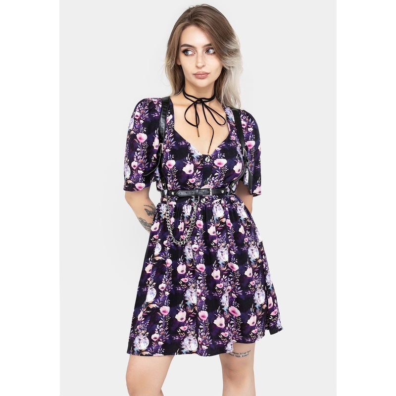 Socordia Floral Moon Button Front Mini Dress