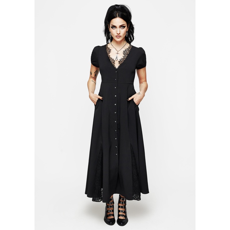 Taissa Floral Lace Button Up Midaxi Dress