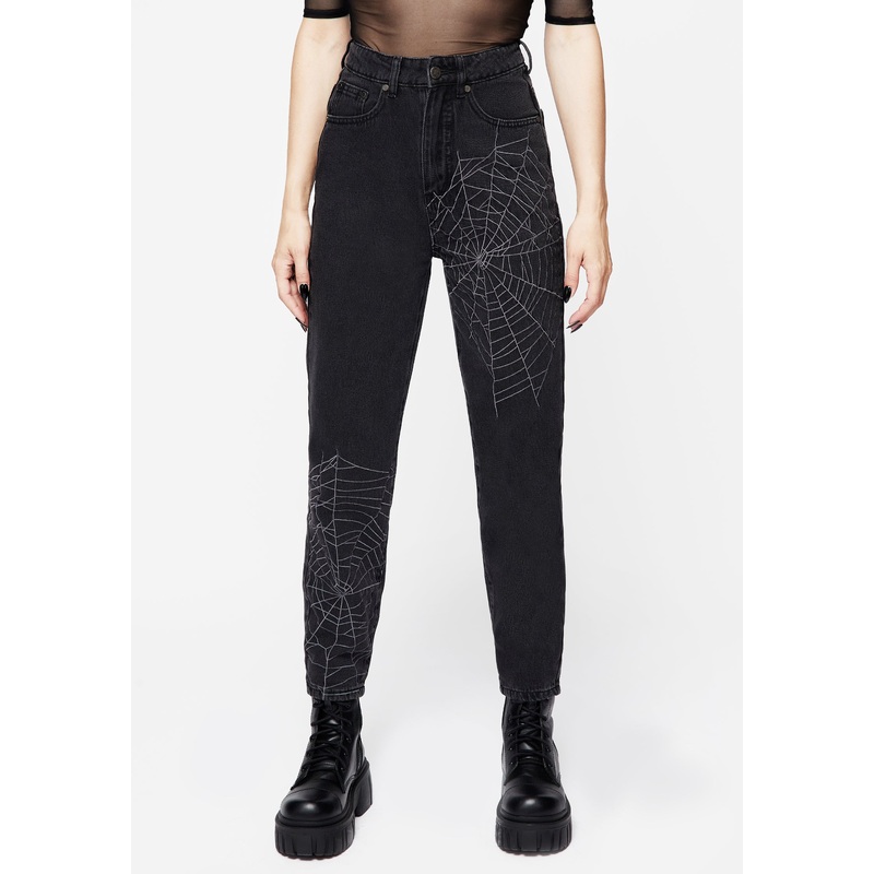 Tarantism Embroidered Mom Jeans