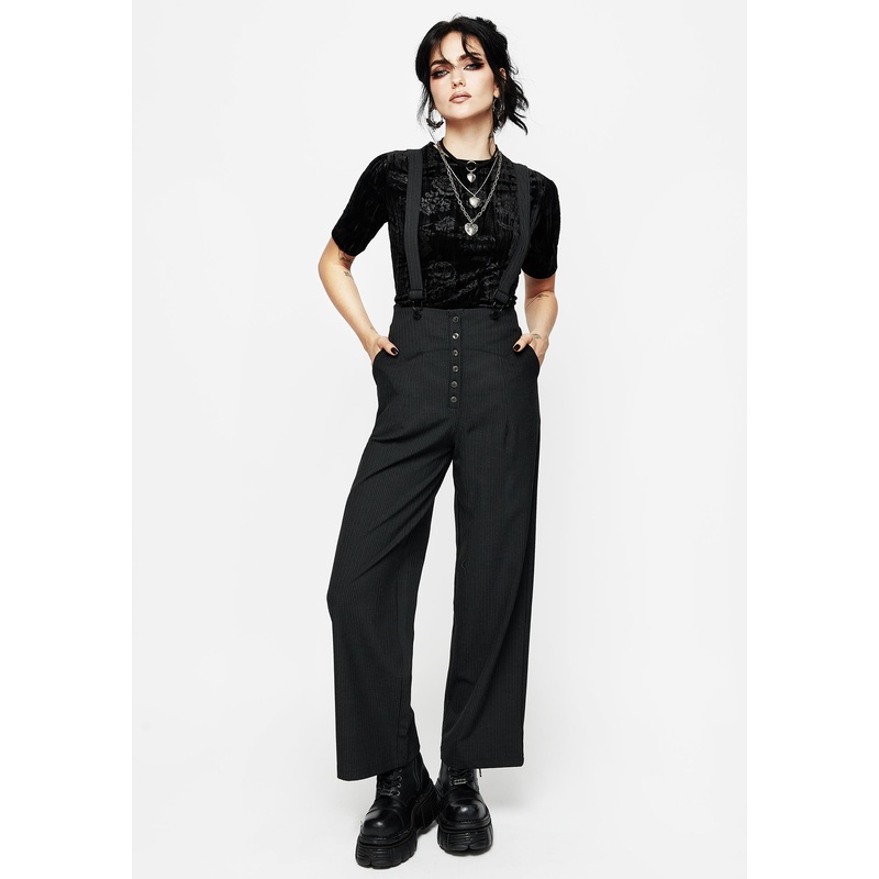 Tilda High Waist Wide Leg Pinstripe Suspender Trousers