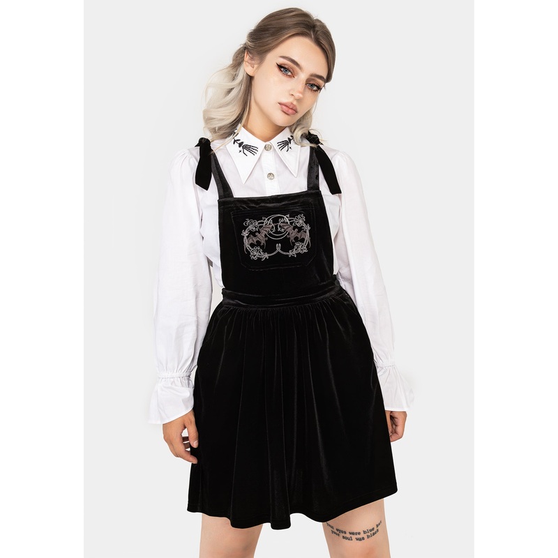 Vampyrum Bat Embroidered Mini Pinafore Dress