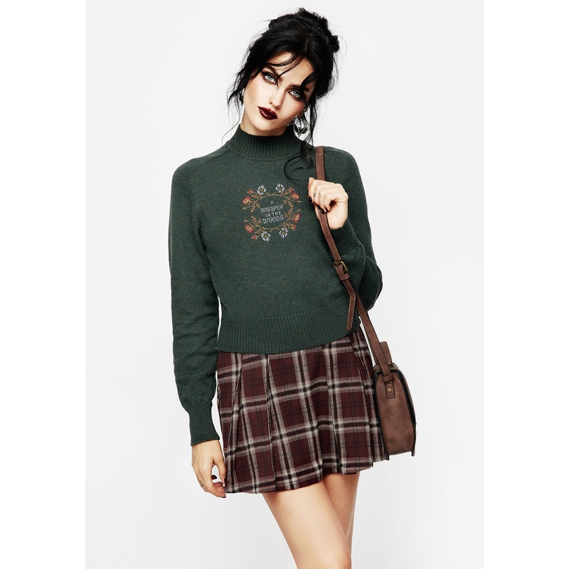 Whisper Mock Neck Embroidered Knit Jumper