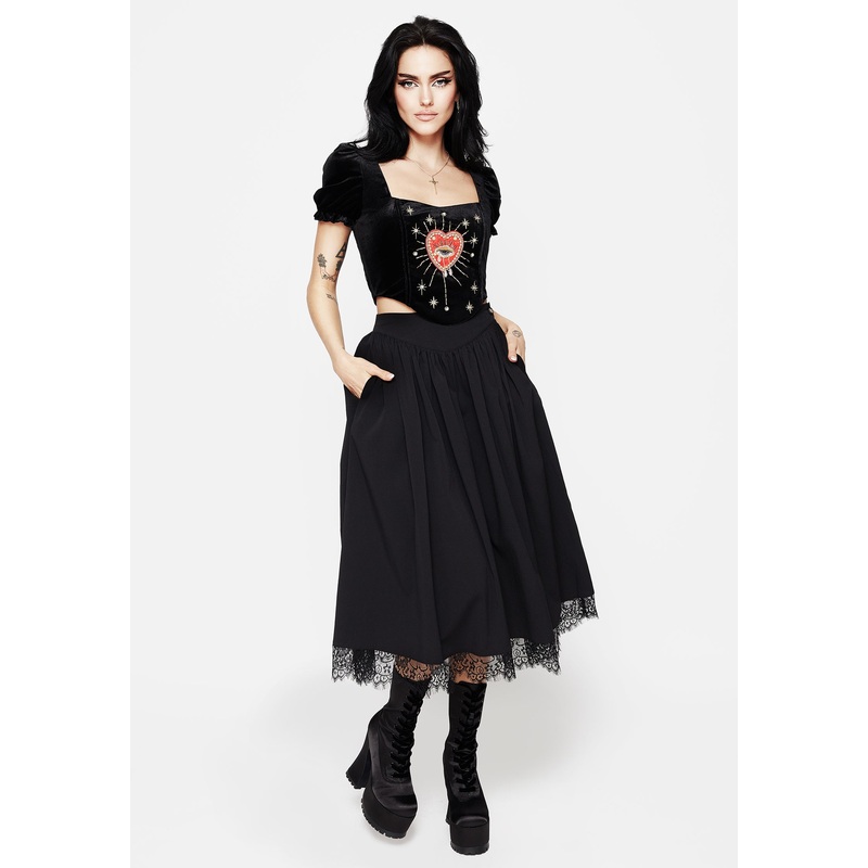 Alcina Lace Hem Midi Skirt