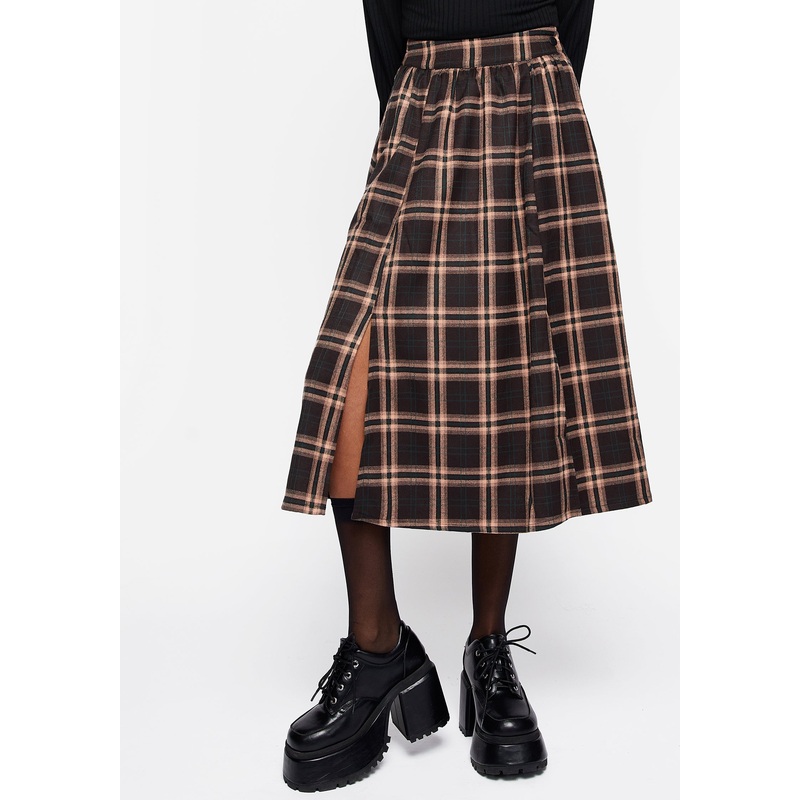 Ambrose Check Midi Skirt
