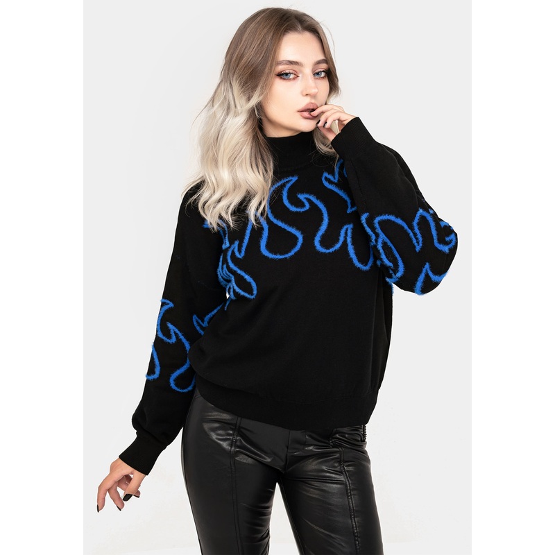 Blaze Flame Knit Jumper – Blue