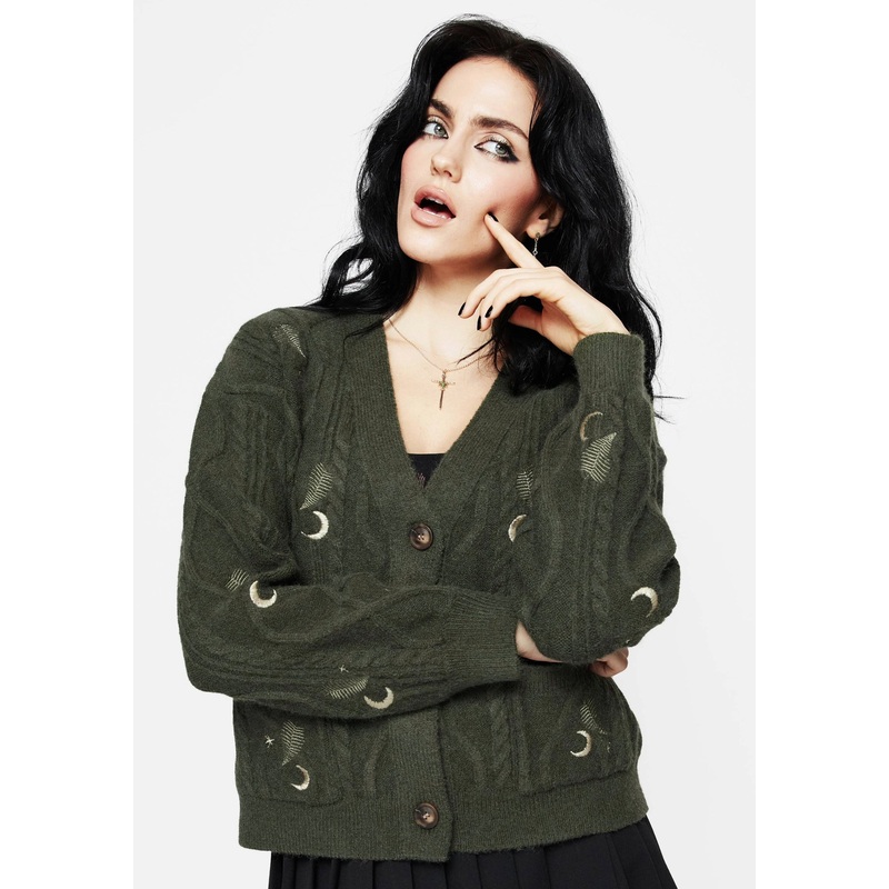Dianne Embroidered Cable Knit Cardigan
