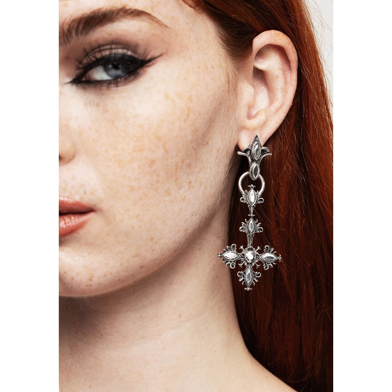 Edwina Cross Drop Earrings