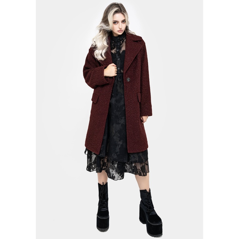 Gorgon Boucl Oversized Coat – Red