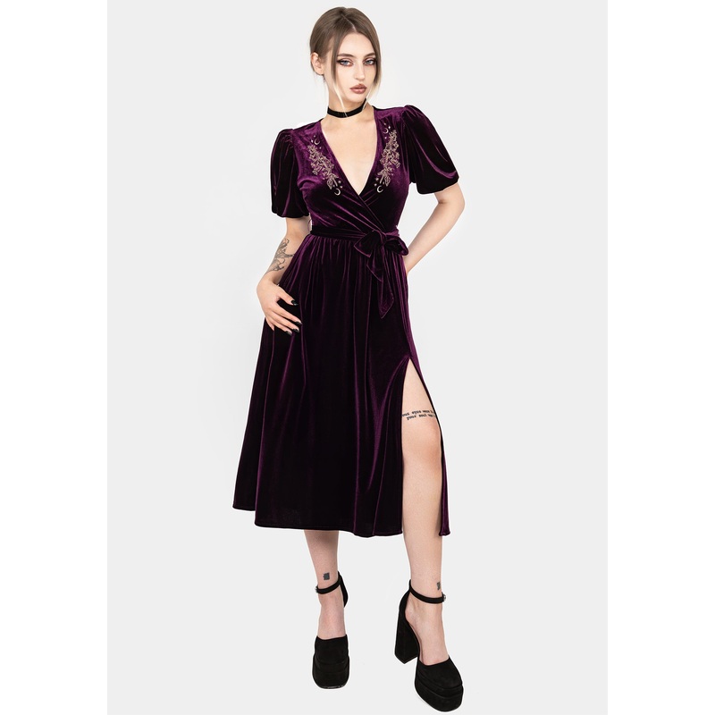 Hera Embroidered Midi Wrap Dress