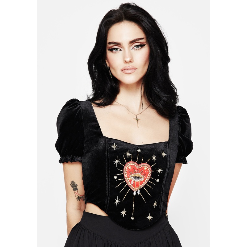Ingrid Embroidered Applique Corset Top
