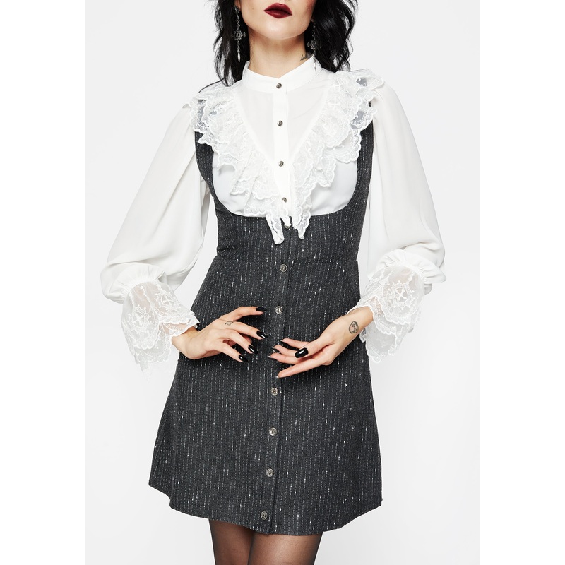 Isabella Wool Blend Button Up Mini Pinafore Dress