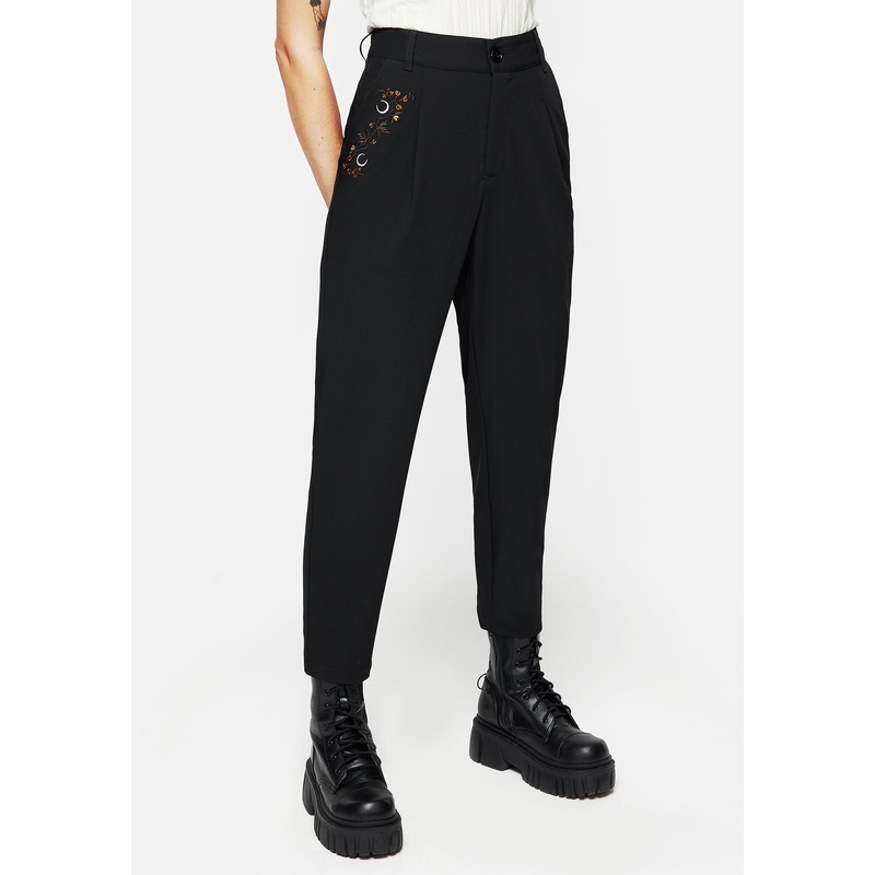 Japonica Floral Moon Embroidered Tapered Trousers