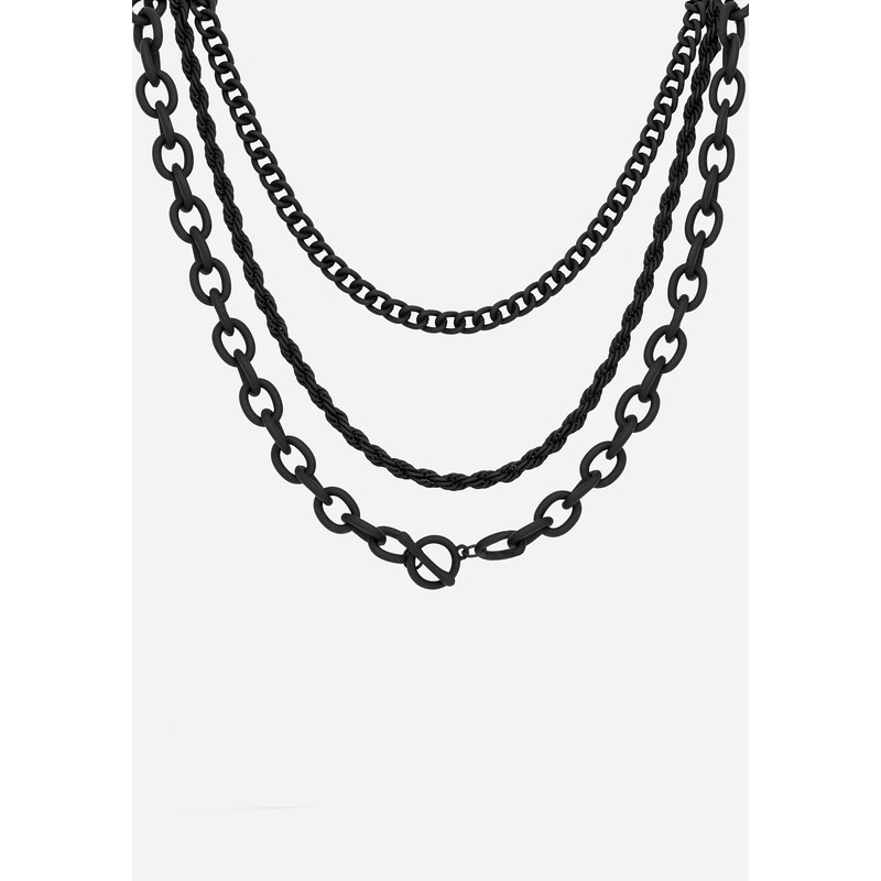 Jet Chunky Chain Layered Necklace