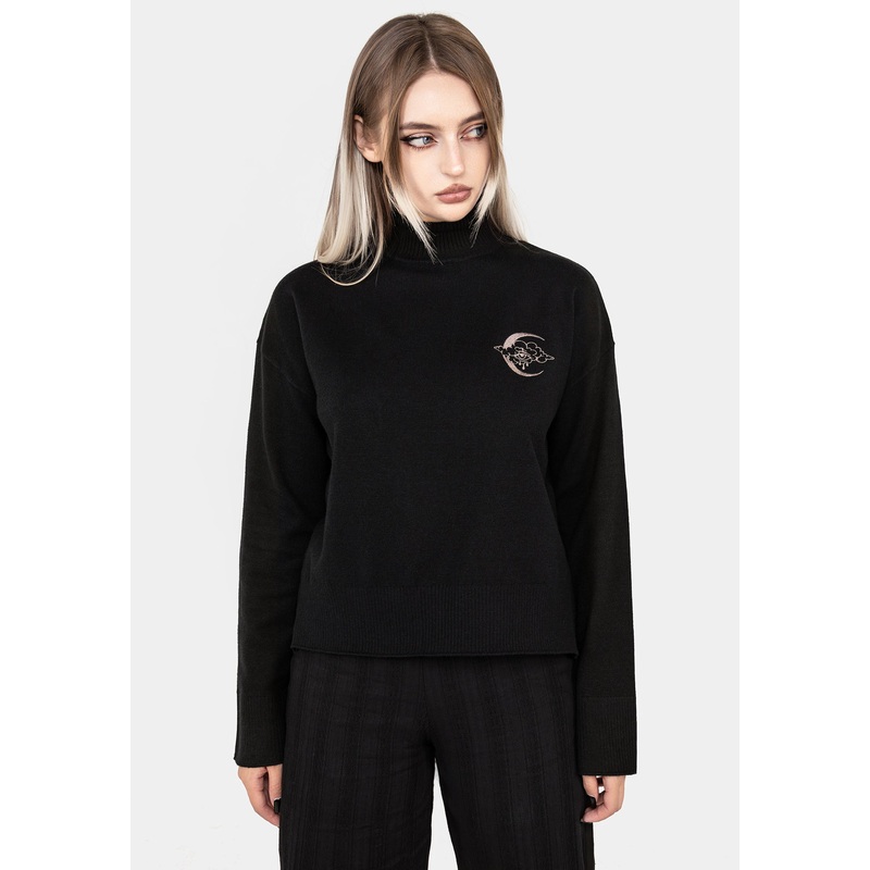 Lachrymose Embroidered Mock Neck Jumper