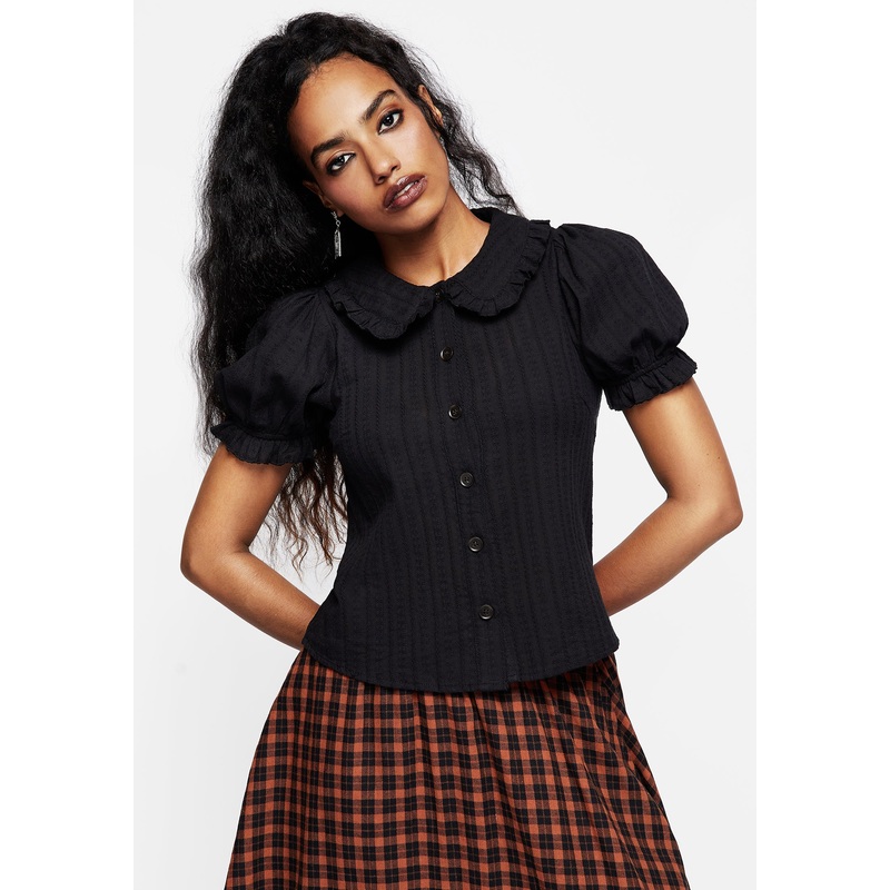 Menagerie Textured Button Up Blouse Top