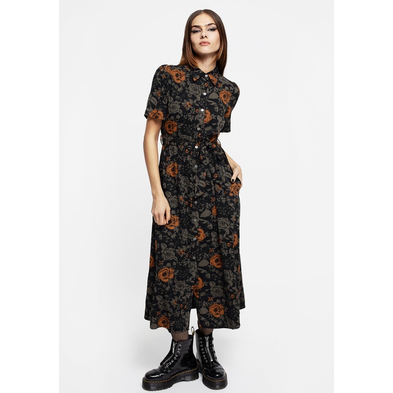 Mortify Floral Print Midi Shirt Dress