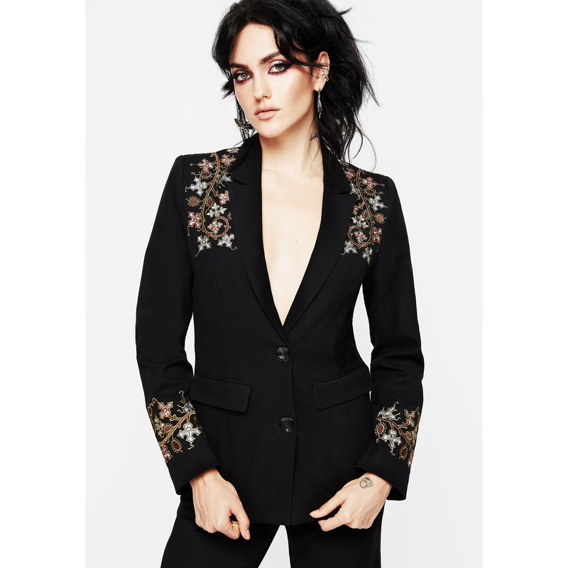 Nasturtium Floral Embroidered Relaxed Blazer