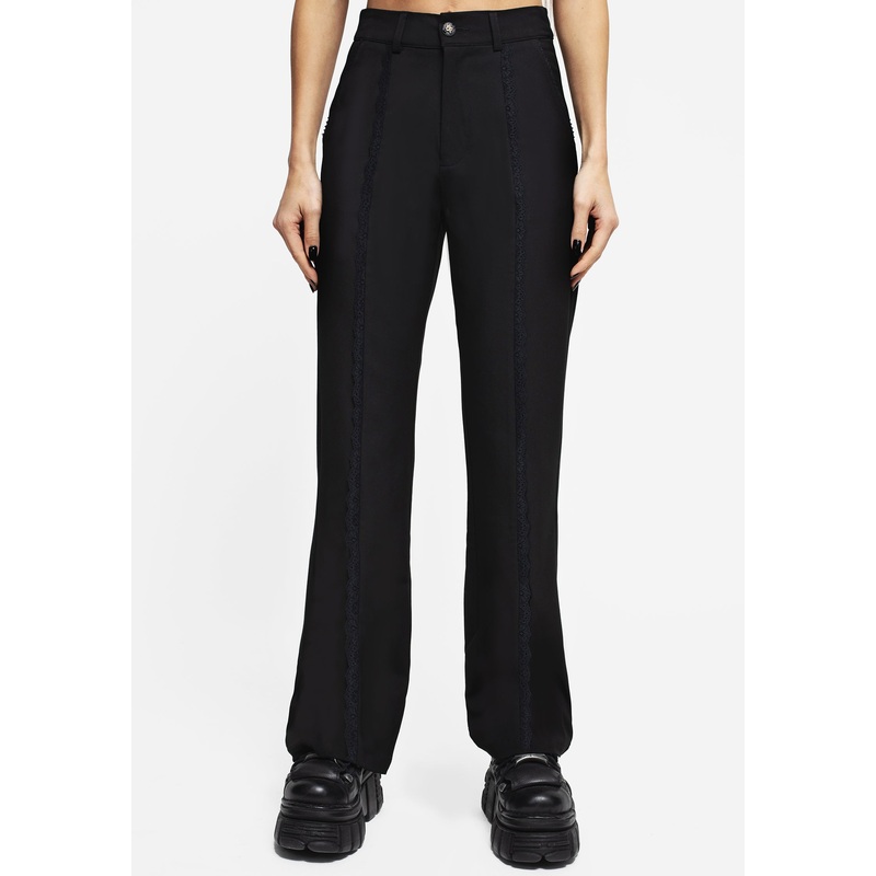 Nightlife Lace Trim Flared Trousers