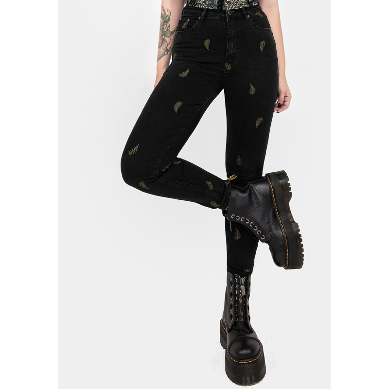 Osmunda Fern Embroidered Denim Skinny Jeans