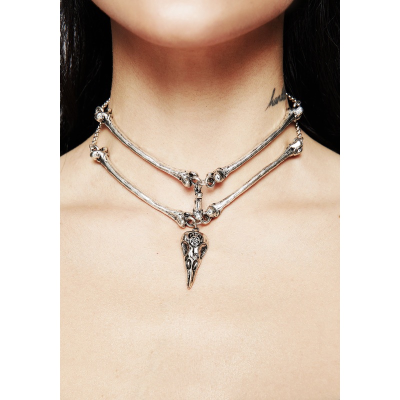 Osteomancy Raven Skull Choker Necklace