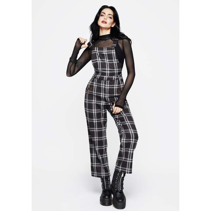Persimmon Embroidered Check Dungarees