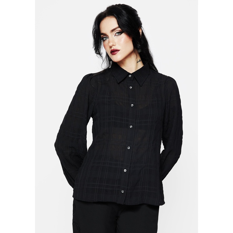 Recluse Check Chiffon Button Up Shirt